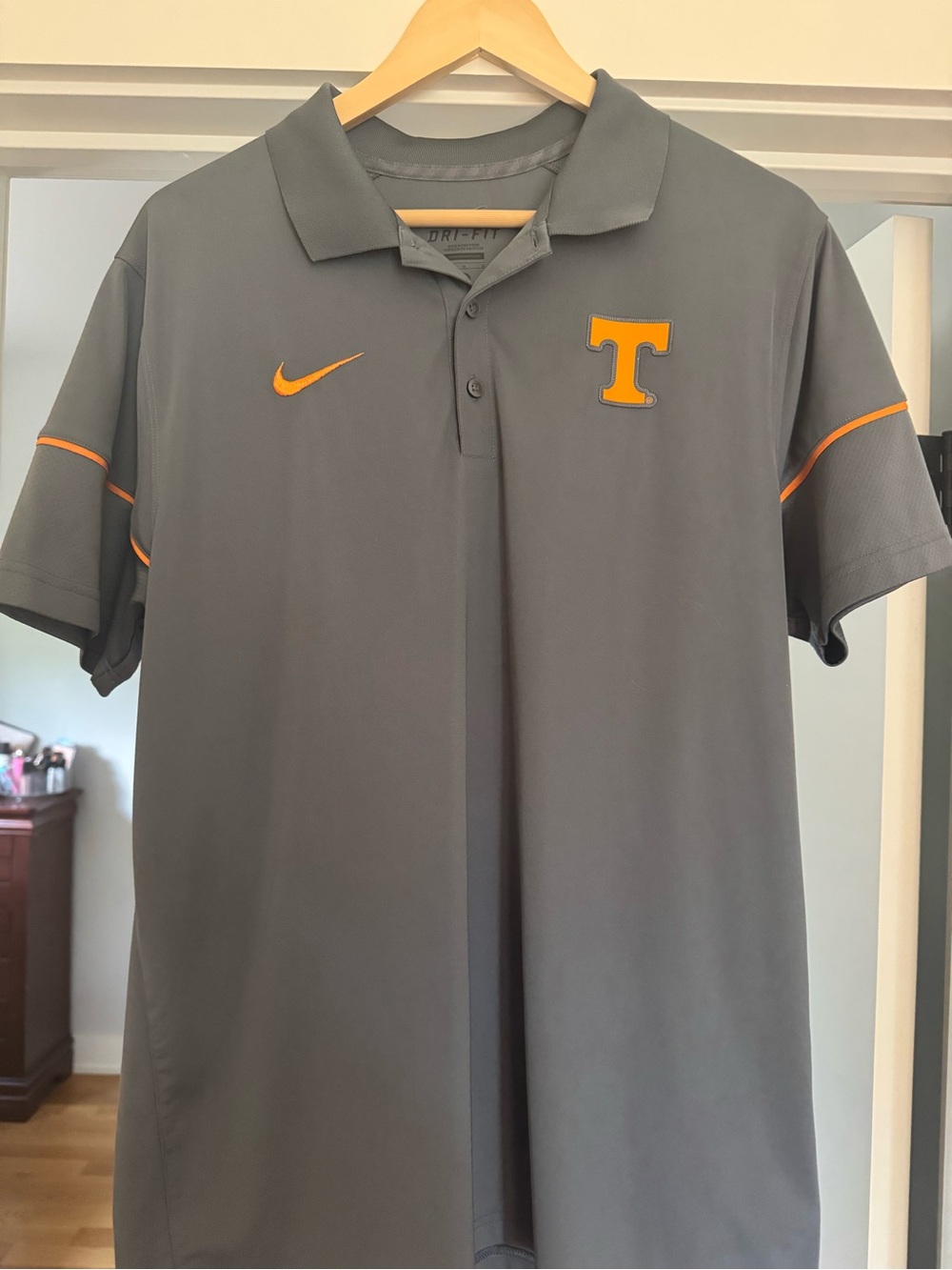 Nike Gray Polo with Orange Tennessee 'T' and Swoosh